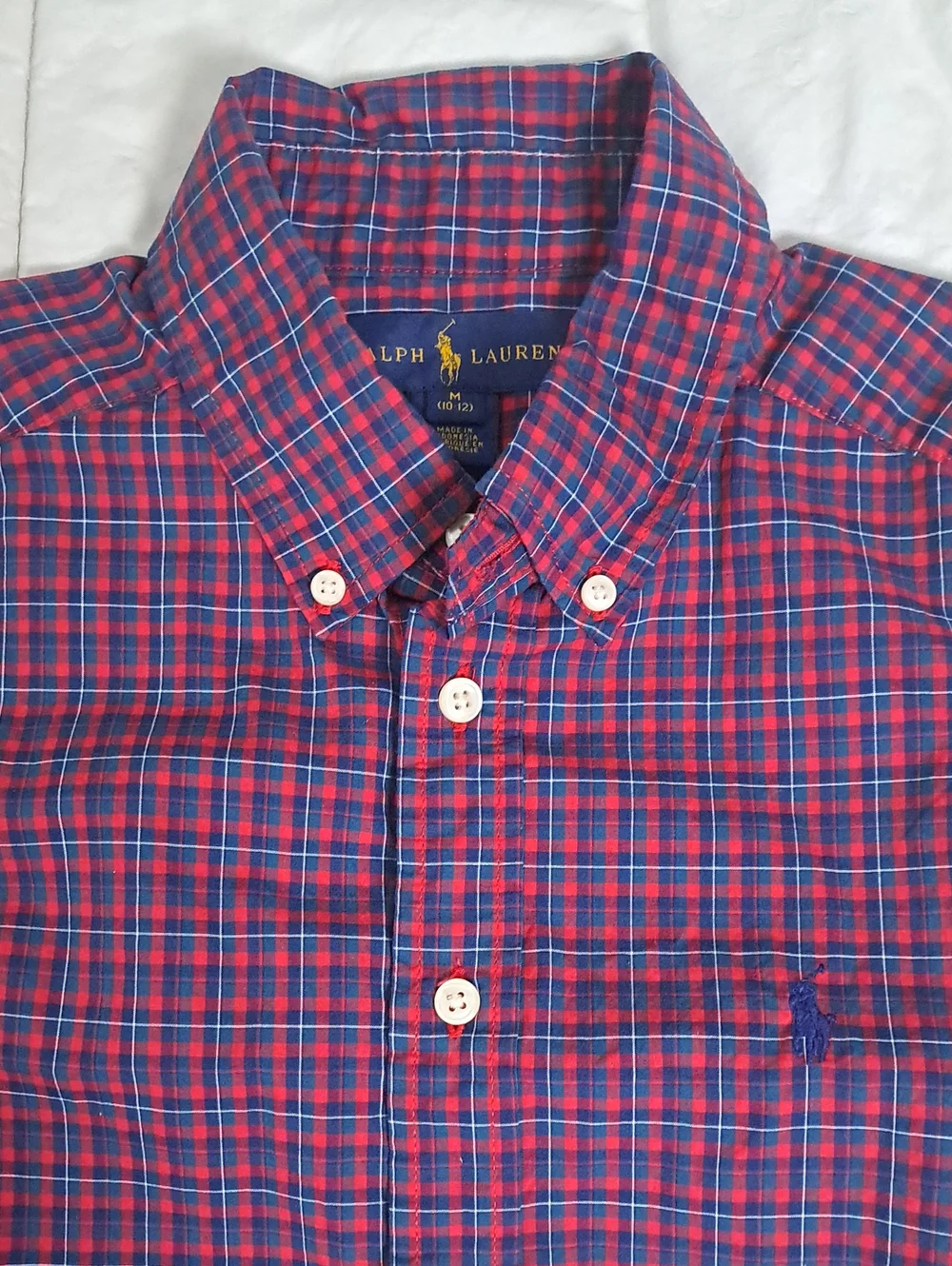 Ralph Lauren Red & Navy Plaid Button-Down Shirt Boys 10-12